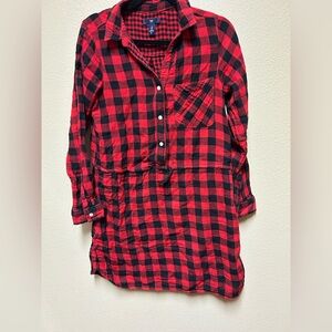 GAP Red and Black Checkered Shirt Dress